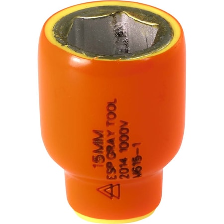 Gray Tools 15mm X 1/4" Drive, 6 Point Standard Length, 1000V Insulated M615-I
